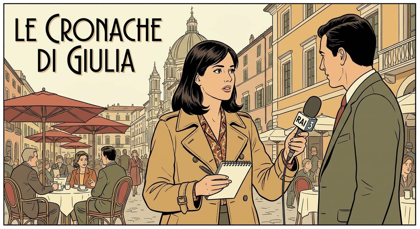 Ritratto a fumetti di Laura Conti, giornalista, stile ligne claire elegante